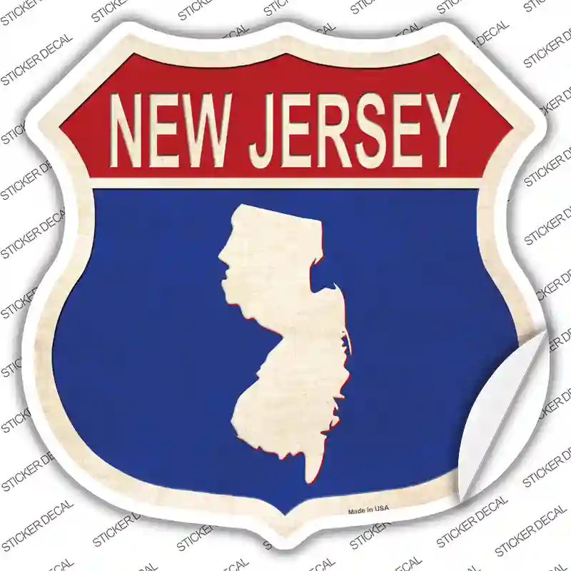 New Jersey Silhouette Novelty Highway Shield Sticker Decal