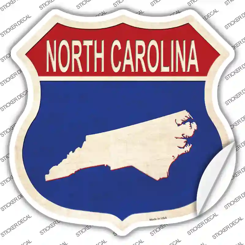 North Carolina Silhouette Novelty Highway Shield Sticker Decal