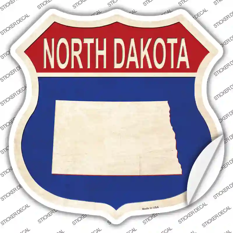 North Dakota Silhouette Novelty Highway Shield Sticker Decal