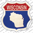 Wisconsin Silhouette Novelty Highway Shield Sticker Decal