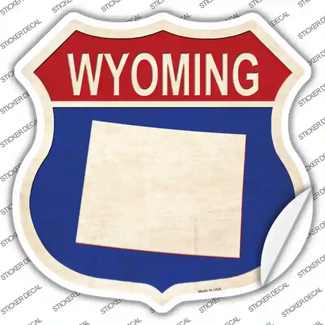 Wyoming Silhouette Novelty Highway Shield Sticker Decal