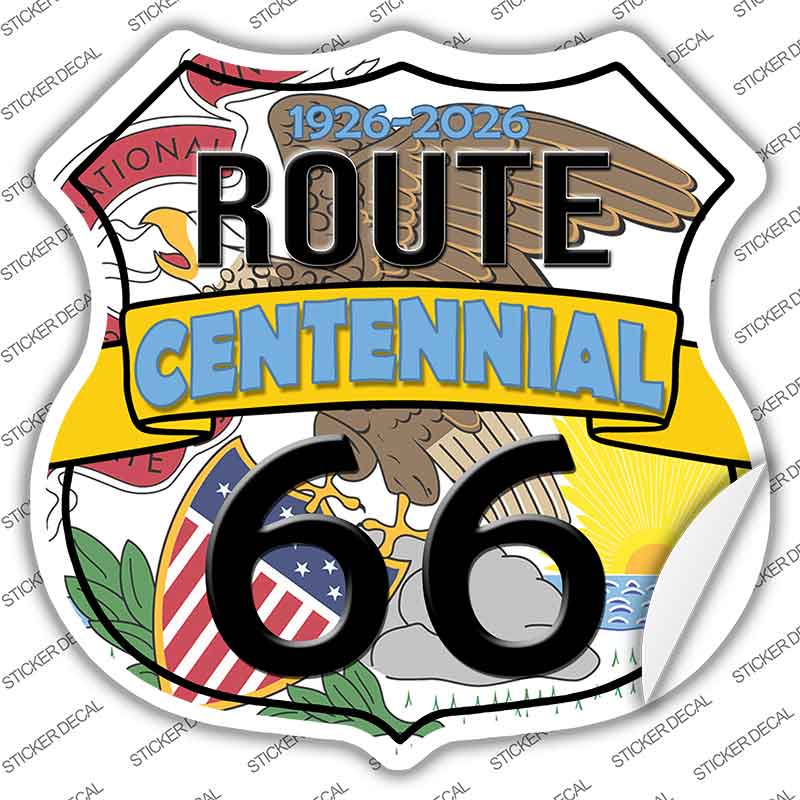 IL Route 66 Centennial Novelty Highway Shield Sticker Decal HS-716s