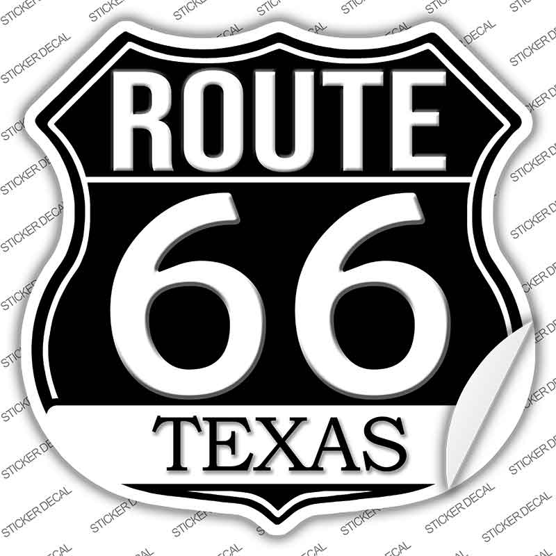 TX Route 66 Black Novelty Highway Shield Sticker Decal HS-724s
