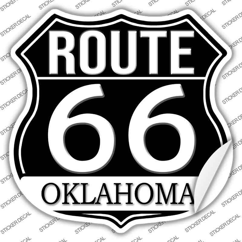 OK Route 66 Black Novelty Highway Shield Sticker Decal HS-725s