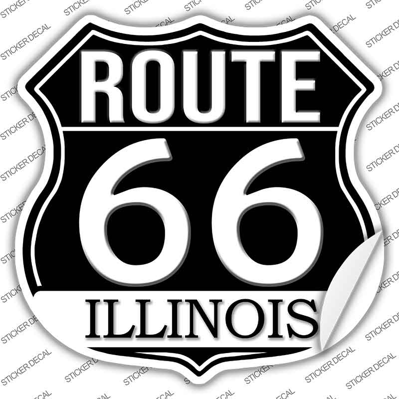 IL Route 66 Black Novelty Highway Shield Sticker Decal HS-728s