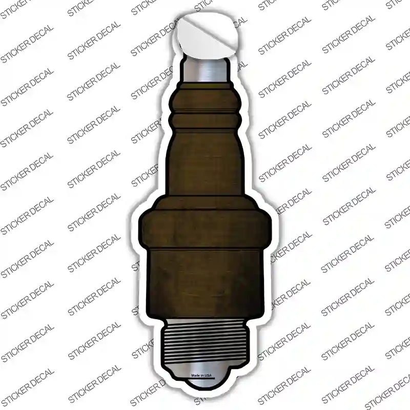 Brown Oil Rubbed Novelty Spark Plug Sticker Decal