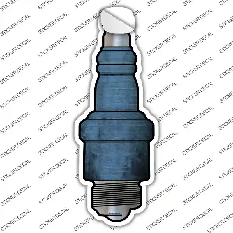 Light Blue Oil Rubbed Novelty Spark Plug Sticker Decal