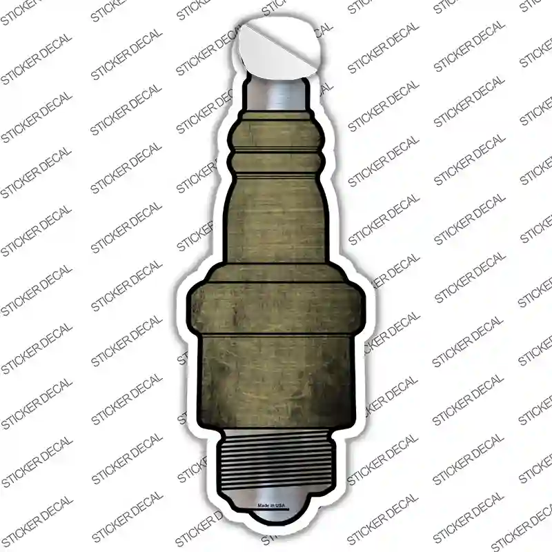 Gold Oil Rubbed Novelty Spark Plug Sticker Decal