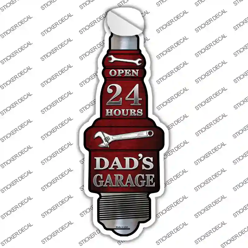 Dads Garage Novelty Spark Plug Sticker Decal