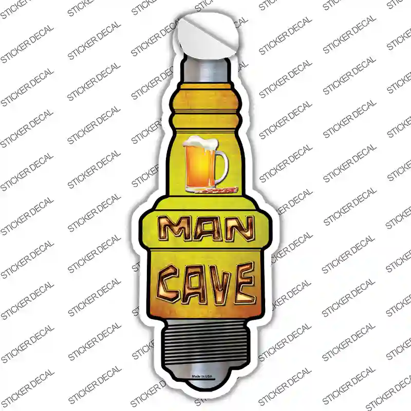 Man Cave Novelty Spark Plug Sticker Decal