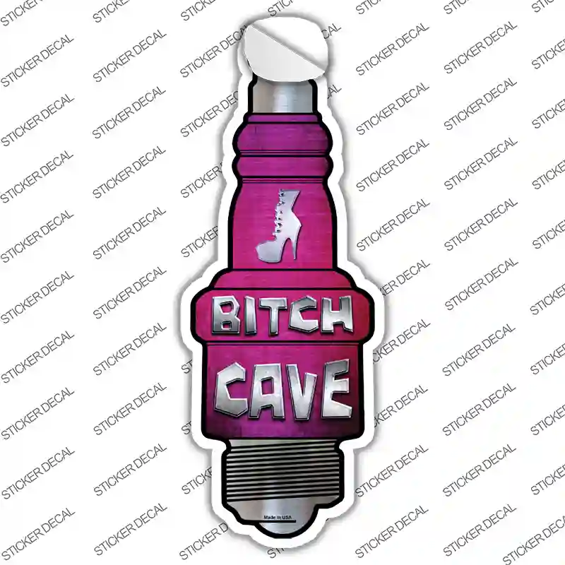 Bitch Cave Novelty Spark Plug Sticker Decal