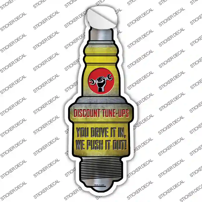 Discount Tuneups Novelty Spark Plug Sticker Decal