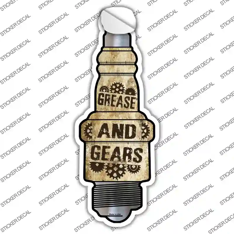 Grease And Gears Novelty Spark Plug Sticker Decal