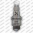 Mechanic On Duty Novelty Spark Plug Sticker Decal