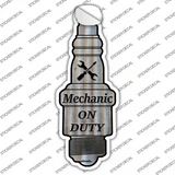 Mechanic On Duty Novelty Spark Plug Sticker Decal