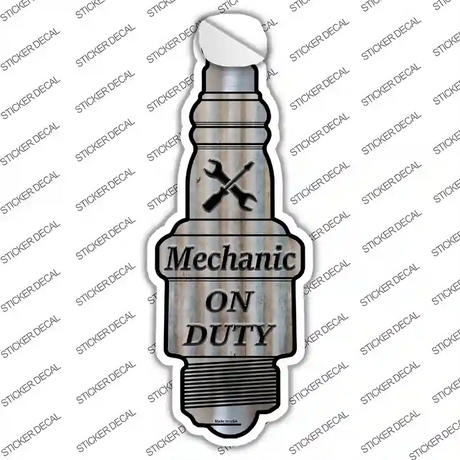 Mechanic On Duty Novelty Spark Plug Sticker Decal