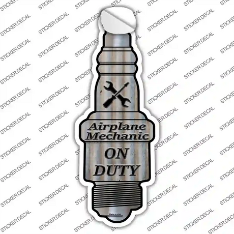 Airplane Mechanic On Duty Novelty Spark Plug Sticker Decal