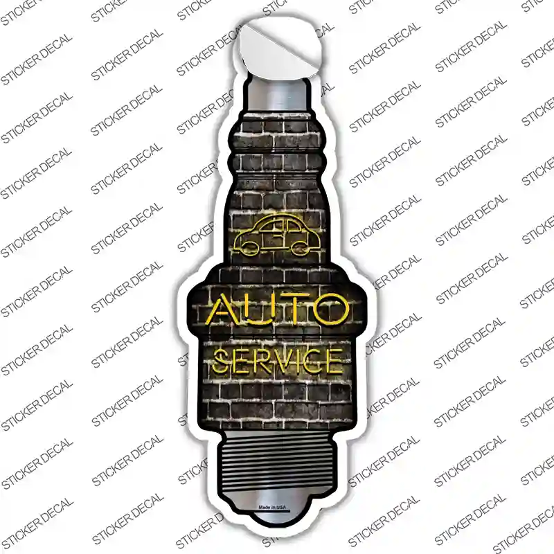 Auto Service Novelty Spark Plug Sticker Decal