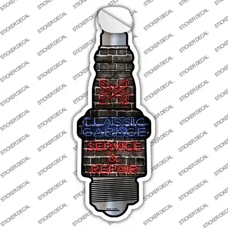 Classic Garage Novelty Spark Plug Sticker Decal