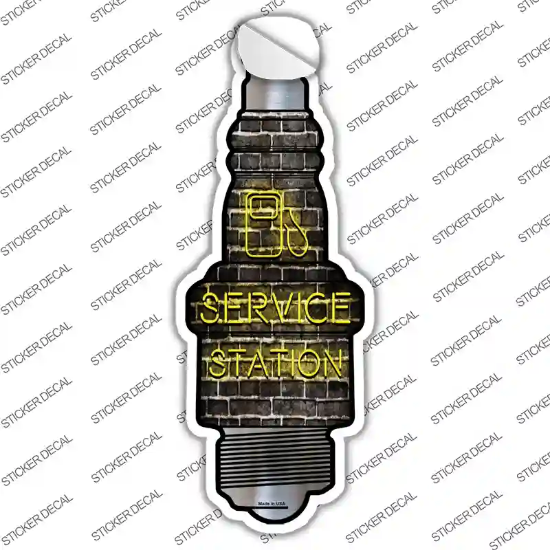 Service Station Novelty Spark Plug Sticker Decal