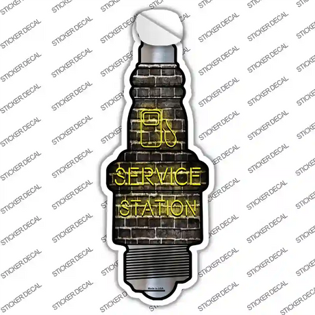 Service Station Novelty Spark Plug Sticker Decal