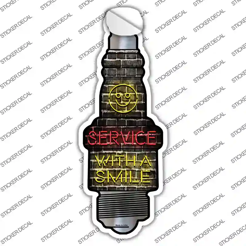 Service With A Smile Novelty Spark Plug Sticker Decal