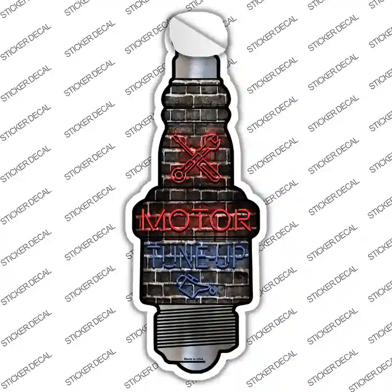 Motor Tune Up Novelty Spark Plug Sticker Decal