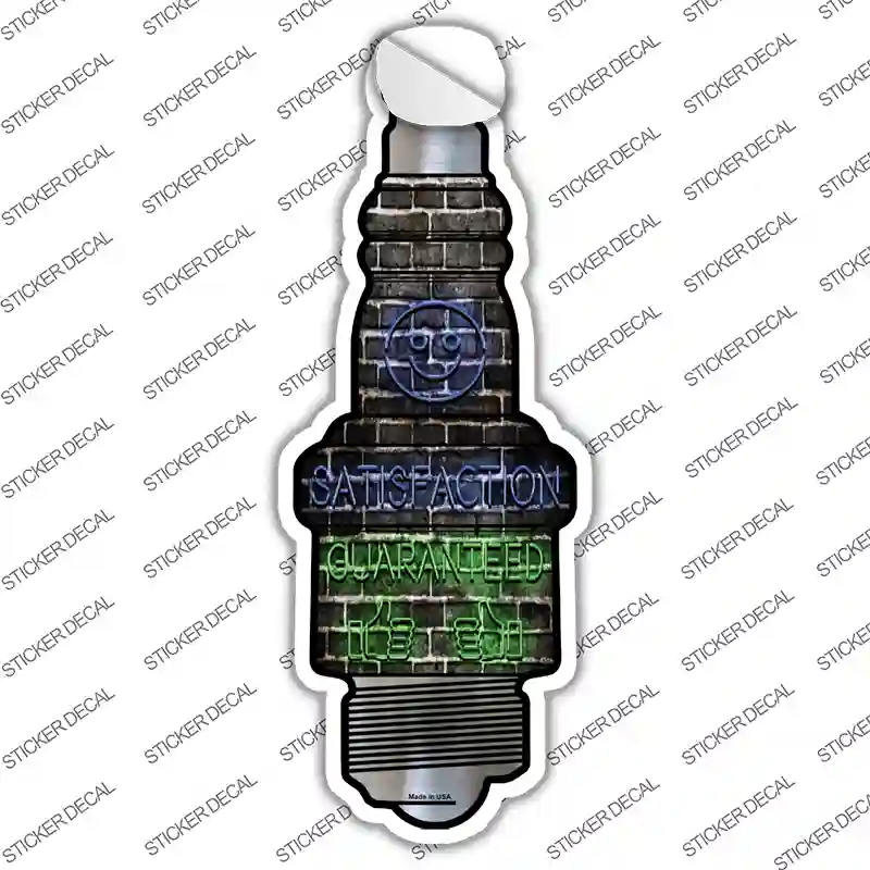 Satisfaction Guaranteed Novelty Spark Plug Sticker Decal