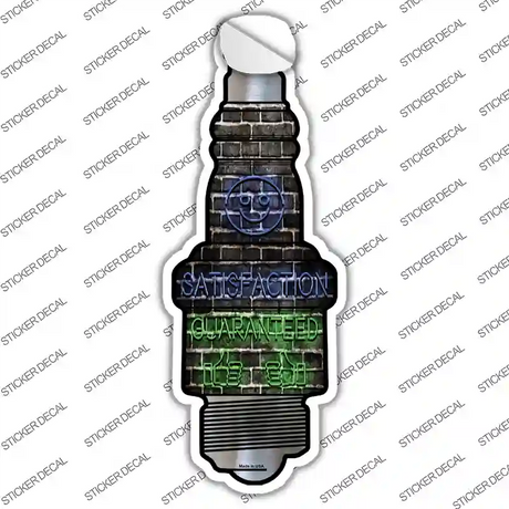 Satisfaction Guaranteed Novelty Spark Plug Sticker Decal