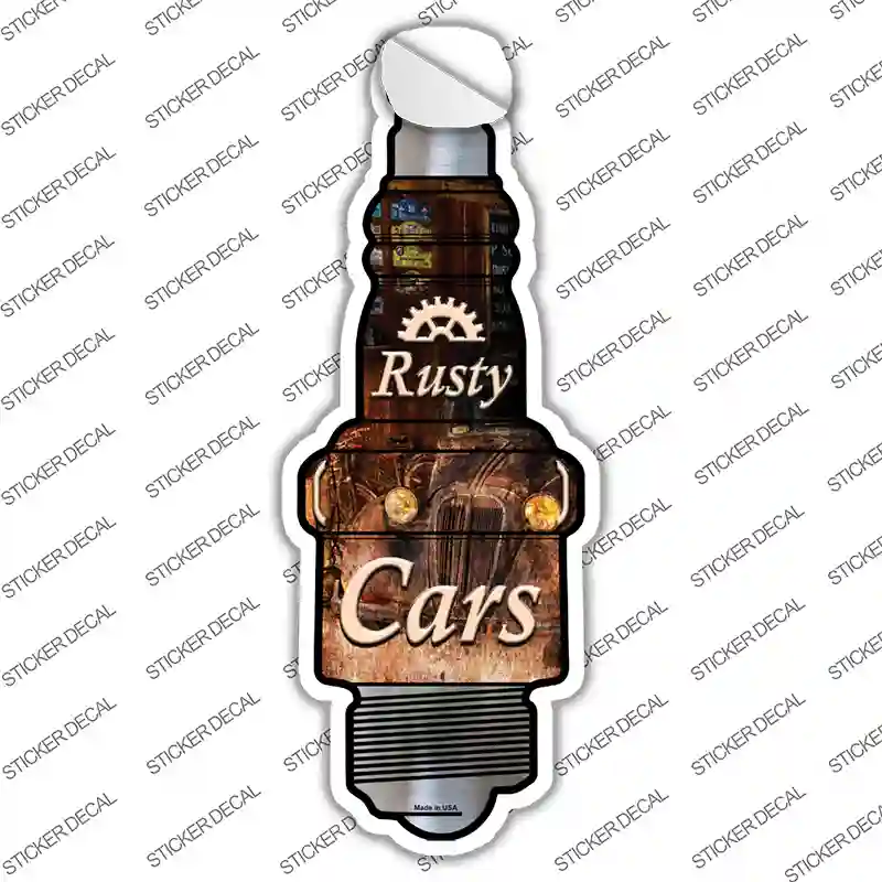Rusty Cars Novelty Spark Plug Sticker Decal