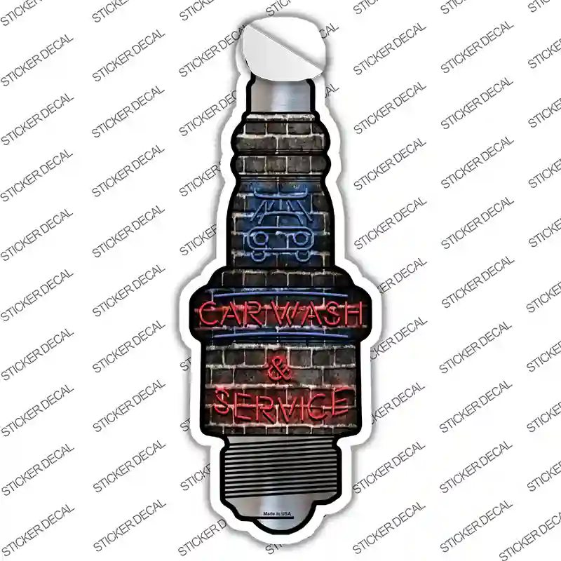Car Wash and Service Novelty Spark Plug Sticker Decal