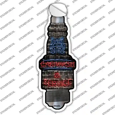 Car Wash and Service Novelty Spark Plug Sticker Decal