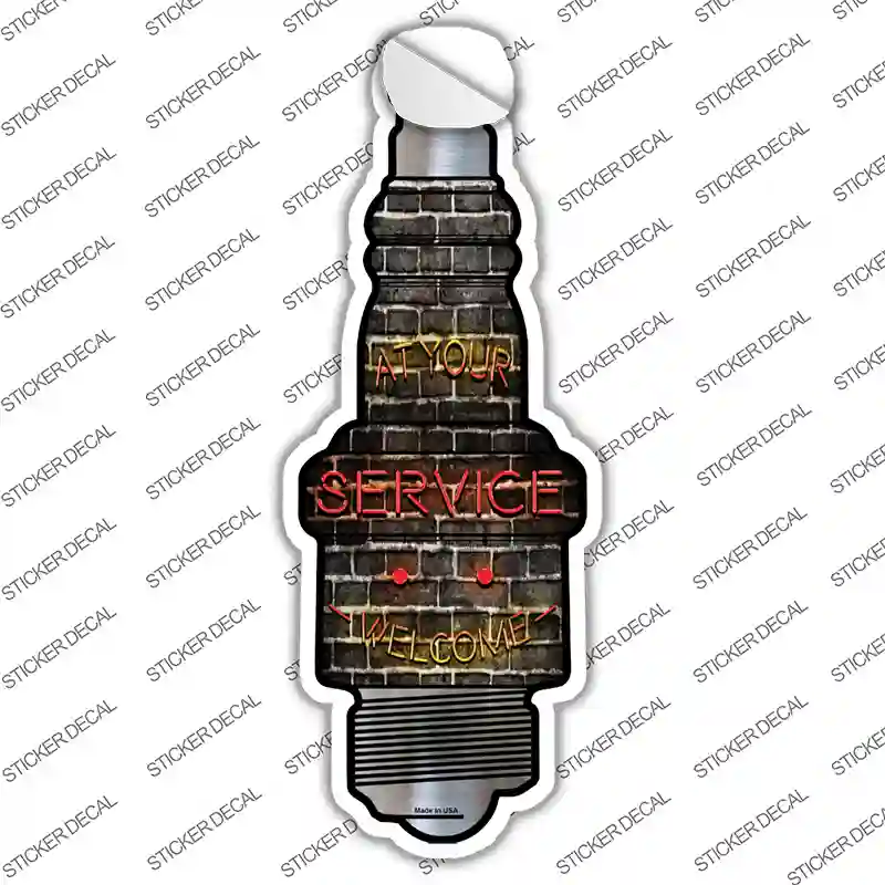 At Your Service Novelty Spark Plug Sticker Decal