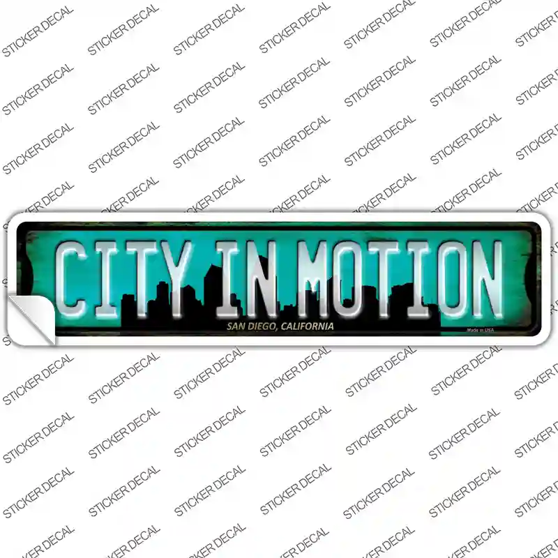 San Diego California City in Motion Novelty Narrow Sticker Decal