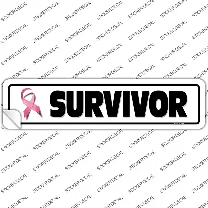 Survivor Pink Ribbon Breast Cancer Novelty Narrow Sticker Decal