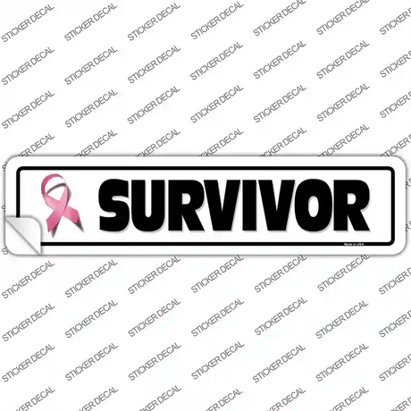 Survivor Pink Ribbon Breast Cancer Novelty Narrow Sticker Decal