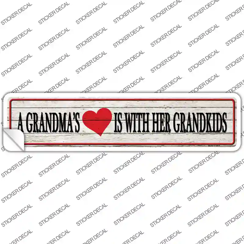 Grandmas Heart With Her Grandkids Novelty Narrow Sticker Decal