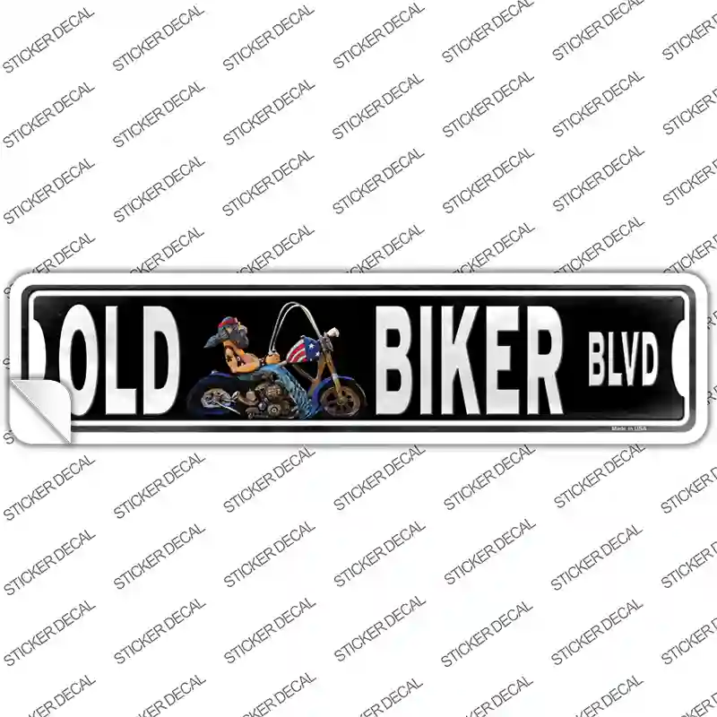 Old Biker Novelty Narrow Sticker Decal
