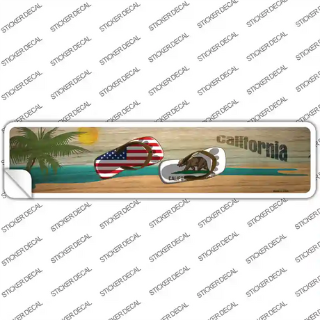 California and US Flag Novelty Narrow Sticker Decal