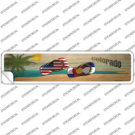 Colorado and US Flag Novelty Narrow Sticker Decal