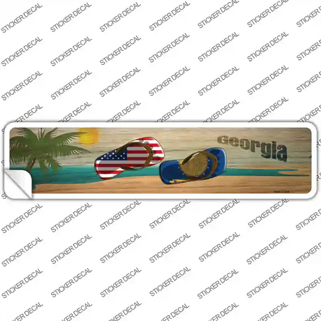 Georgia and US Flag Novelty Narrow Sticker Decal