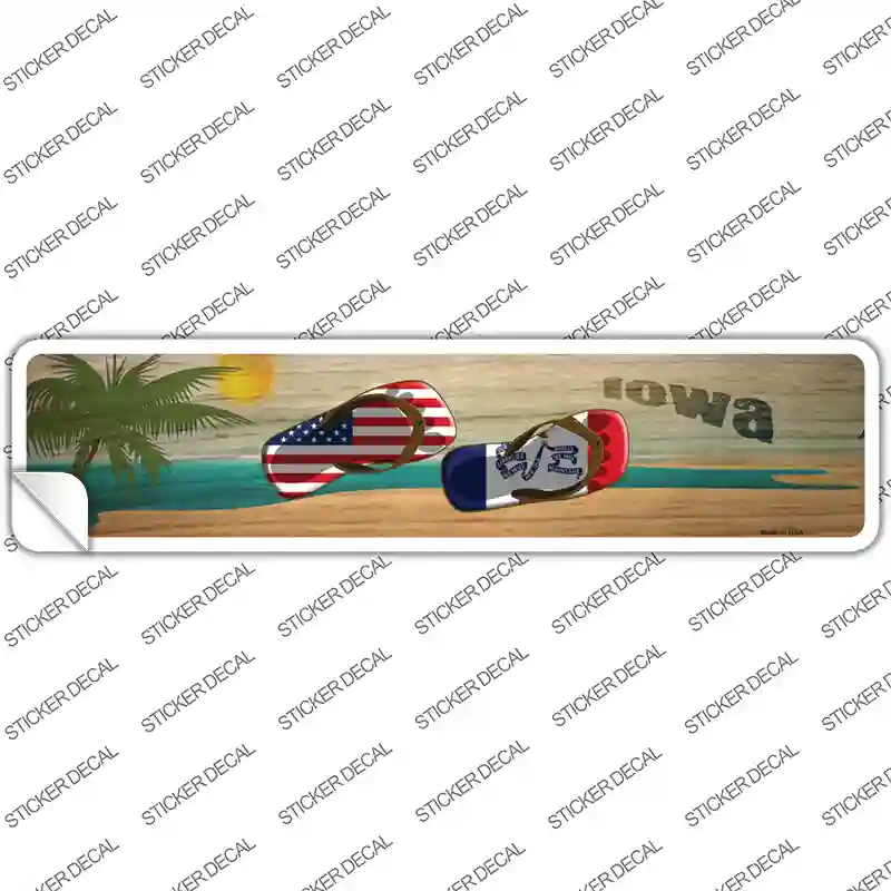 Iowa and US Flag Novelty Narrow Sticker Decal