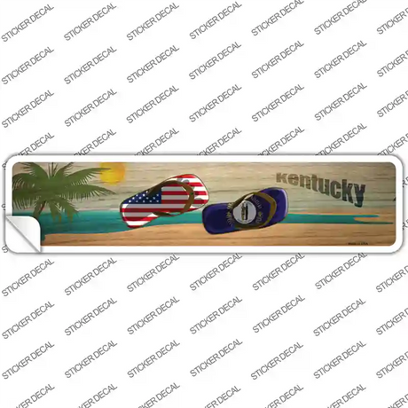 Kentucky and US Flag Novelty Narrow Sticker Decal