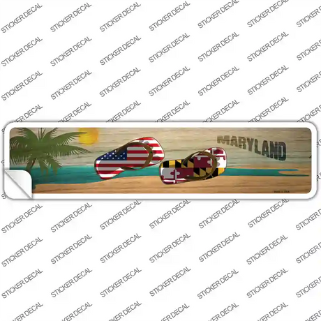 Maryland and US Flag Novelty Narrow Sticker Decal