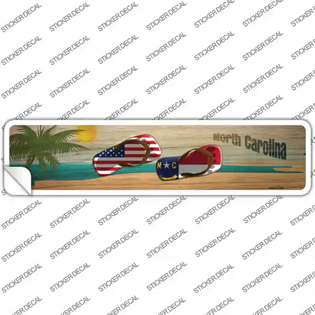North Carolina and US Flag Novelty Narrow Sticker Decal