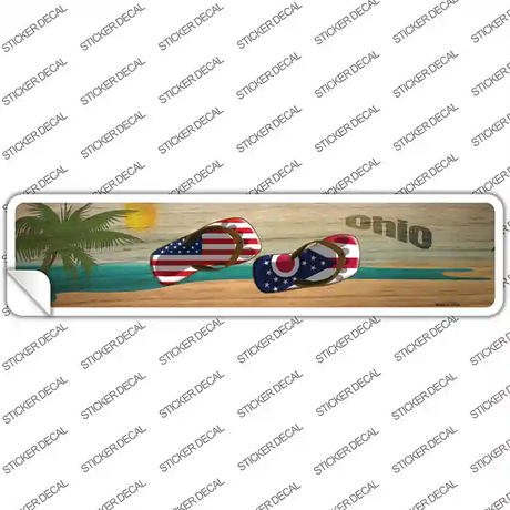 Ohio and US Flag Novelty Narrow Sticker Decal