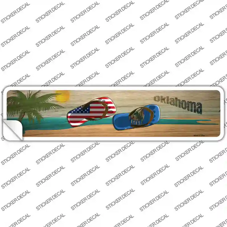 Oklahoma and US Flag Novelty Narrow Sticker Decal