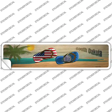 South Dakota and US Flag Novelty Narrow Sticker Decal