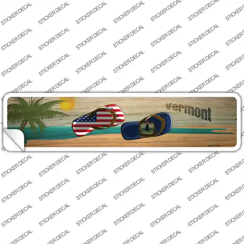 Vermont and US Flag Novelty Narrow Sticker Decal