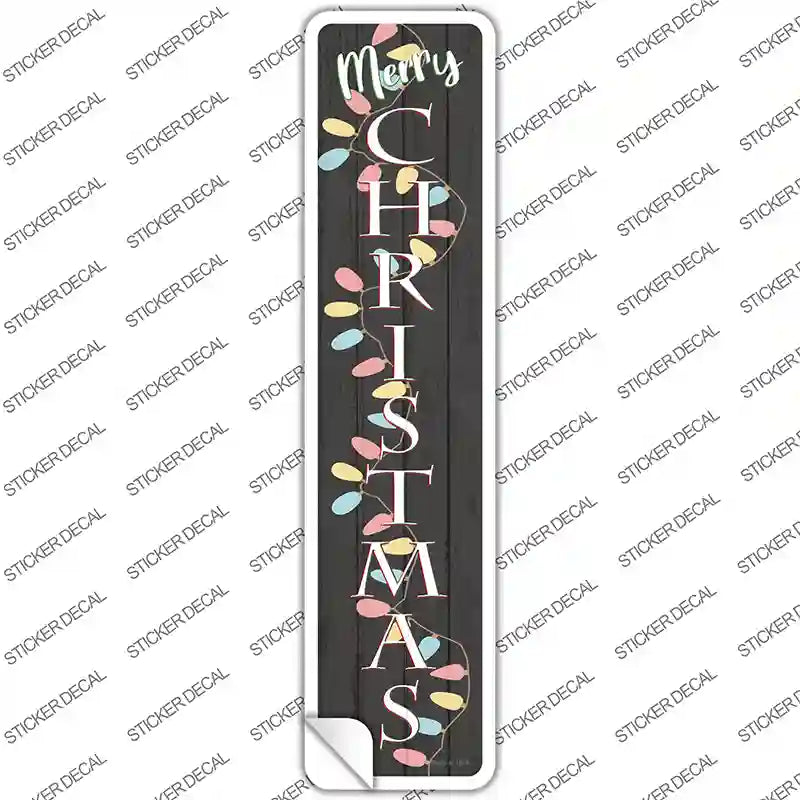 Merry Christmas Lights Black Novelty Narrow Sticker Decal